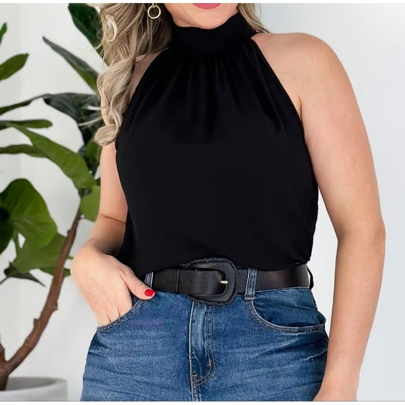 Blusa Annabelle – Elegância Minimalista com Toque Moderno